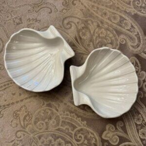 Two Vintage Hall Pottery #230 shell dishes
